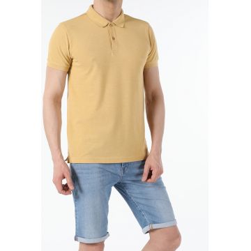 Tricou polo regular fit cu logo brodat discret