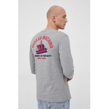 Deus Ex Machina longsleeve din bumbac barbati, culoarea gri, melanj