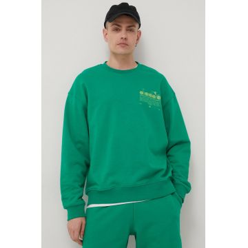 Diadora hanorac de bumbac barbati, culoarea verde, cu imprimeu