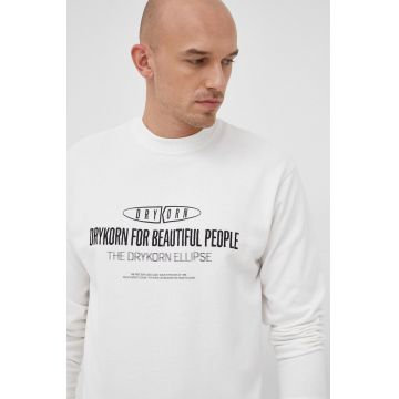 Drykorn bluza barbati, culoarea alb, cu imprimeu