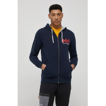 Helly Hansen hanorac de bumbac bărbați, culoarea bleumarin, cu glugă, cu imprimeu  34163