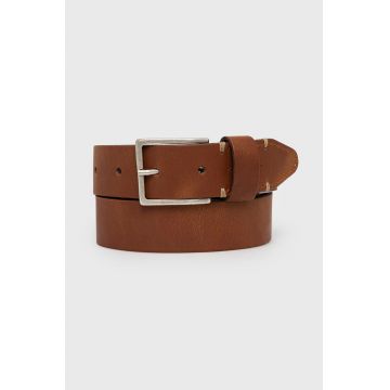 Pepe Jeans curea de piele Eddie Belt barbati, culoarea maro