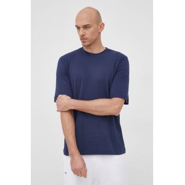 Resteröds tricou din bumbac culoarea albastru marin, neted