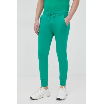 United Colors of Benetton pantaloni de bumbac barbati, culoarea verde, neted