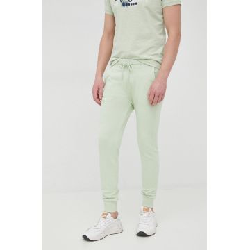 United Colors of Benetton pantaloni de bumbac barbati, culoarea verde, neted