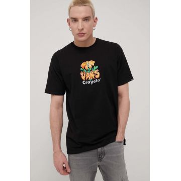 Vans tricou din bumbac Crayola culoarea negru, cu imprimeu