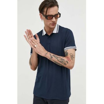 Abercrombie & Fitch tricou polo barbati, culoarea albastru marin, neted