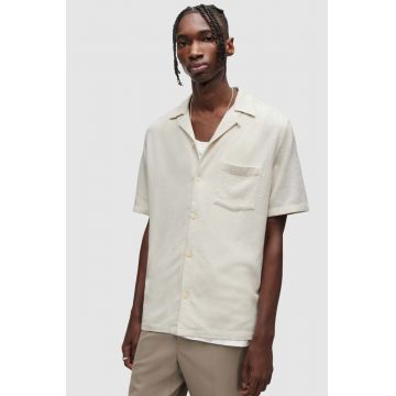 AllSaints camasa din amestec de in culoarea bej, relaxed