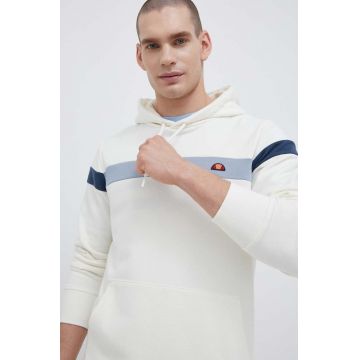 Ellesse bluza barbati, culoarea bej, cu glugă, cu imprimeu