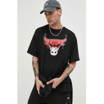 New Era tricou din bumbac culoarea negru, cu imprimeu