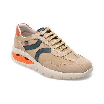 Pantofi CALLAGHAN bej, 45408, din piele intoarsa si material textil