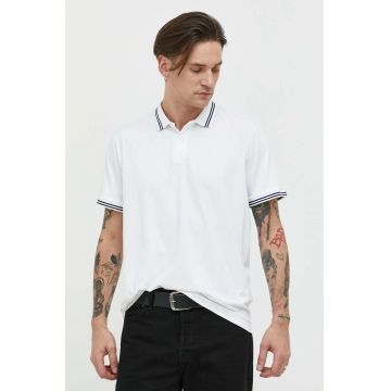 Abercrombie & Fitch tricou polo barbati, culoarea alb, neted
