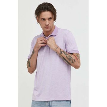 Abercrombie & Fitch tricou polo barbati, culoarea violet, melanj