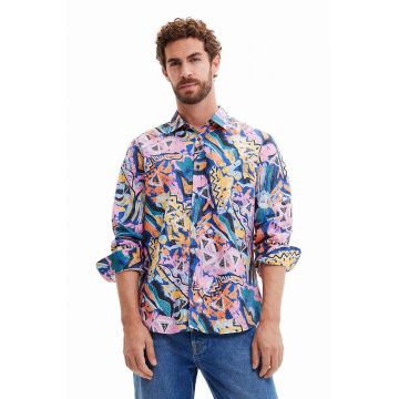 Desigual camasa de bumbac pentru copii barbati, cu guler clasic, regular