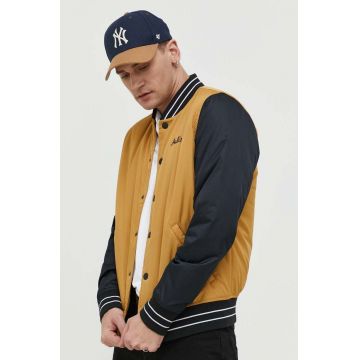 Hollister Co. geaca bomber barbati, culoarea maro, de tranzitie