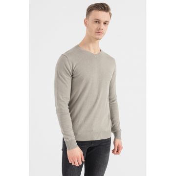 Jack & Jones - Pulover cu decolteu in V si terminatii striate Emil