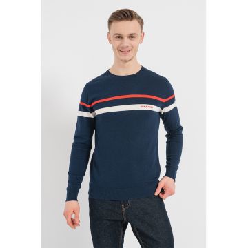 Jack & Jones - Pulover cu decolteu la baza gatului si model in dungi