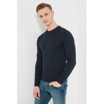 Jack & Jones - Pulover cu decolteu la baza gatului si model torsade Richard