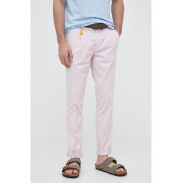 Manuel Ritz pantaloni barbati, culoarea roz, drept