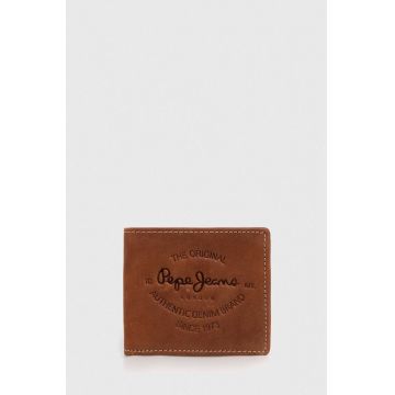 Pepe Jeans portofel de piele barbati, culoarea maro
