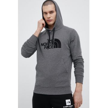 The North Face bluză barbati, culoarea gri, cu glugă, cu imprimeu NF00A0TEGVD1-GVD1