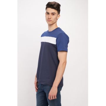 Tricou de bumbac cu model colorblock Tricou de bumbac cu model colorblock