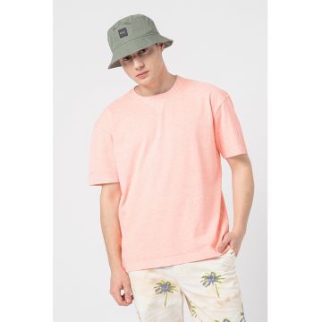 Tricou din bumbac cu decolteu la baza gatului Neon