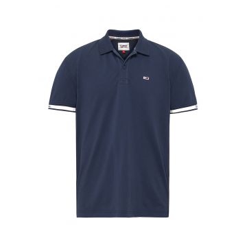 Tricou polo din pique cu benzi logo