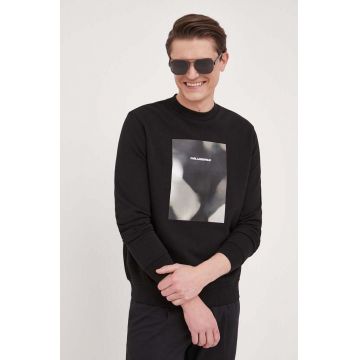 Karl Lagerfeld bluza barbati, culoarea negru, cu imprimeu