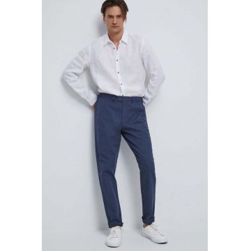 Medicine pantaloni barbati, culoarea albastru marin, cu fason chinos