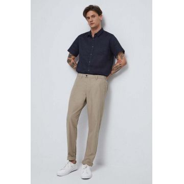 Medicine pantaloni barbati, culoarea bej, cu fason chinos