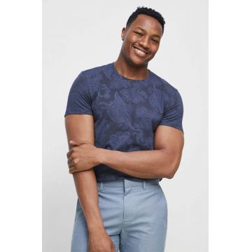 Medicine tricou din bumbac culoarea albastru marin, modelator