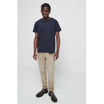 Medicine tricou din bumbac culoarea albastru marin, neted