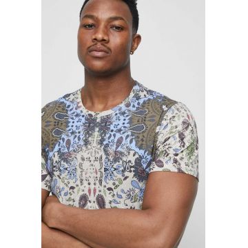 Medicine tricou din bumbac culoarea bej, cu imprimeu