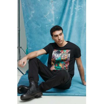 Medicine tricou din bumbac culoarea negru, cu imprimeu