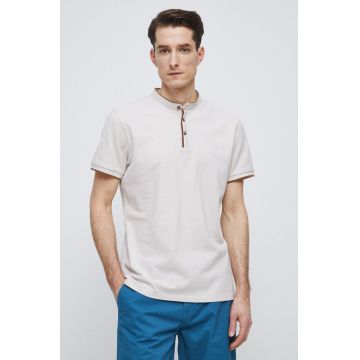 Medicine tricou polo barbati, culoarea bej, neted