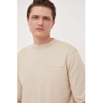 Pepe Jeans hanorac de bumbac Ayana Cres barbati, culoarea bej, cu imprimeu