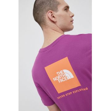 The North Face tricou din bumbac culoarea violet, cu imprimeu