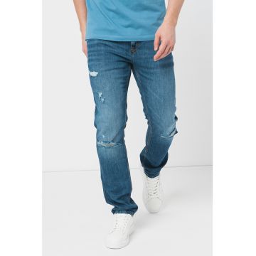 Blugi slim fit cu detalii cu aspect deteriorat