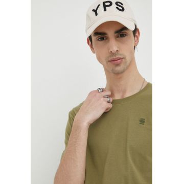 G-Star Raw tricou din bumbac culoarea verde, neted