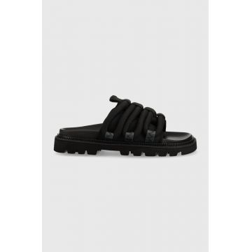 Tommy Jeans papuci SANDAL ROPE barbati, culoarea negru, EM0EM01149