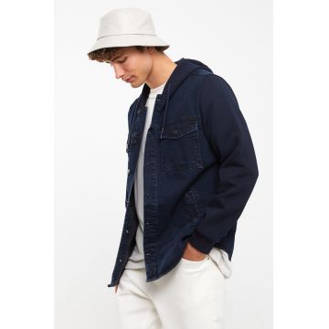 Jacheta-camasa din denim cu gluga