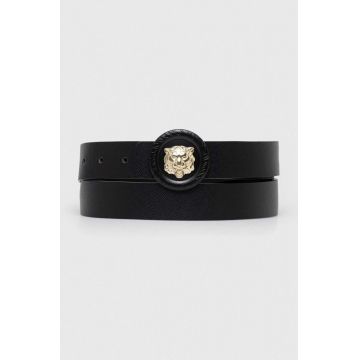 Just Cavalli curea de piele barbati, culoarea negru