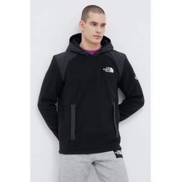 The North Face bluza barbati, culoarea negru, cu glugă, neted
