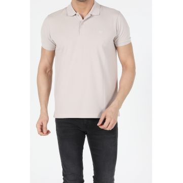 Tricou polo regular fit cu logo brodat discret