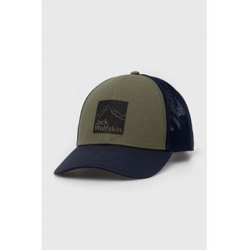 Jack Wolfskin sapca Brand culoarea verde, cu imprimeu