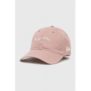 New Era șapcă de baseball din bumbac culoarea roz, cu imprimeu