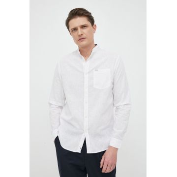 Pepe Jeans camasa de in culoarea alb, cu guler stand-up, regular