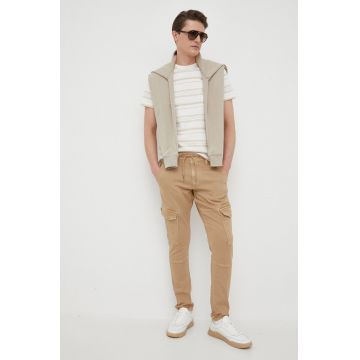 Pepe Jeans pantaloni Jared barbati, culoarea bej