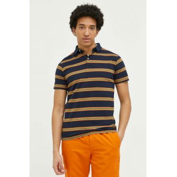 Superdry polo de bumbac culoarea albastru marin, modelator